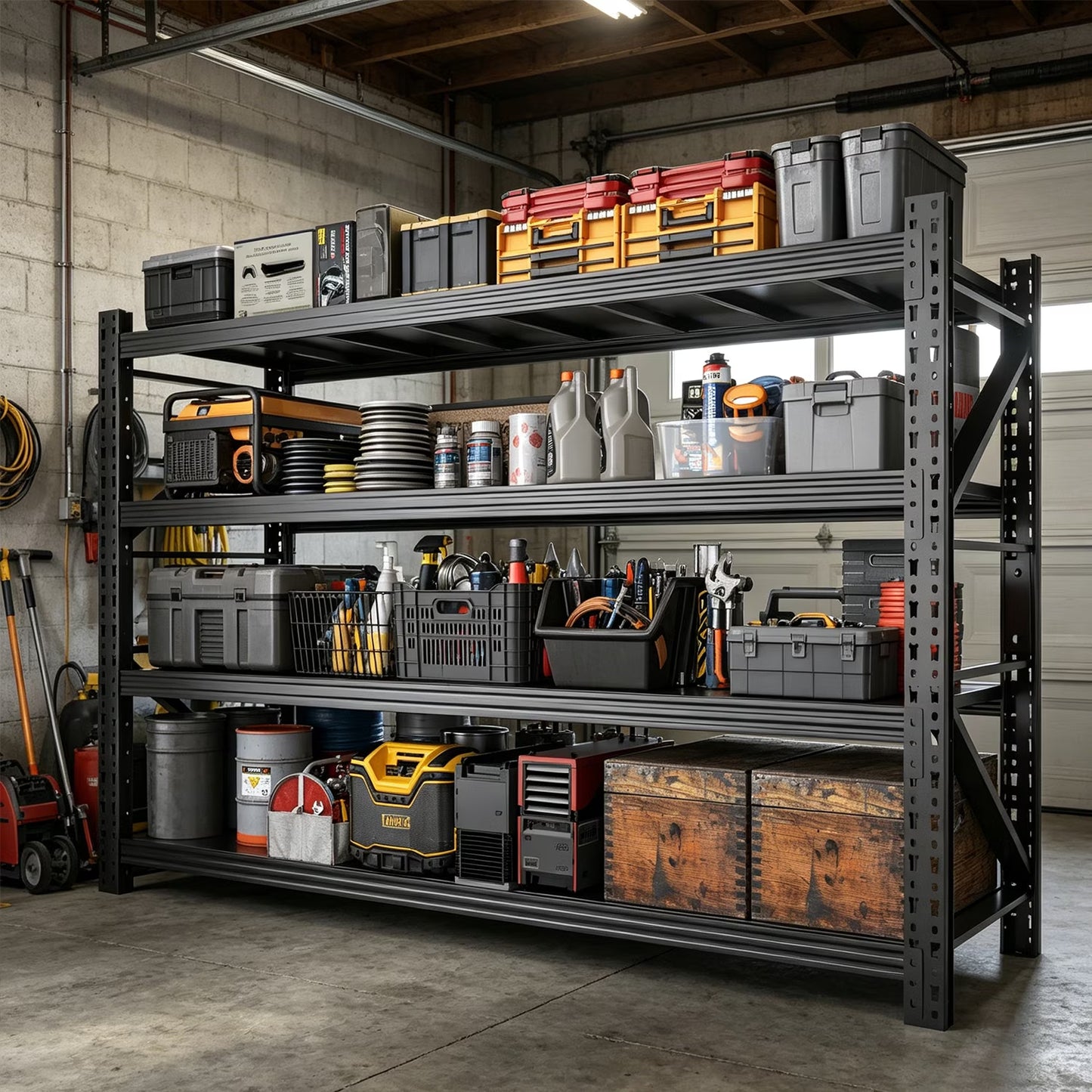 5 Sets Garage Storage Shelves,73"H*48"W*22.4"D Heavy Duty 4-Tier Metal Shelving Unit with Adjustable Shelves Industrial Garage Shelving for Garage Organization & Warehouse Storage